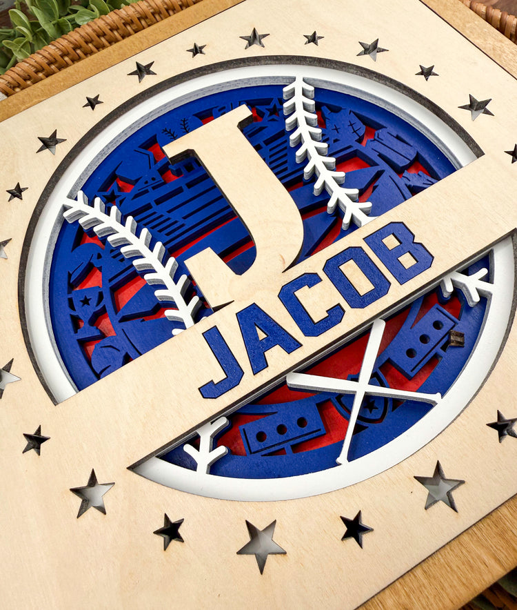 Personalized Baseball Name Sign – Custom Baseball Gift for Boys Room Decor