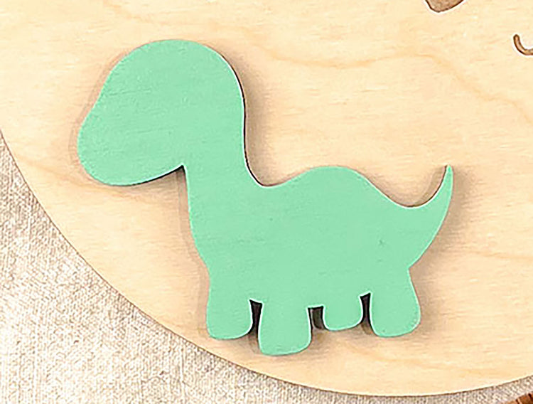 Dinosaur Themed Baby Name Sign – Personalized Wooden Birth Announcement – Custom Nursery Decor – Unique Baby Shower Gift