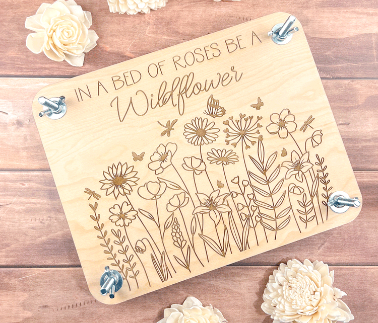 Flower Press Kit, Wildflower and Mason Jar Engraved, Gift for Mom or Grandma