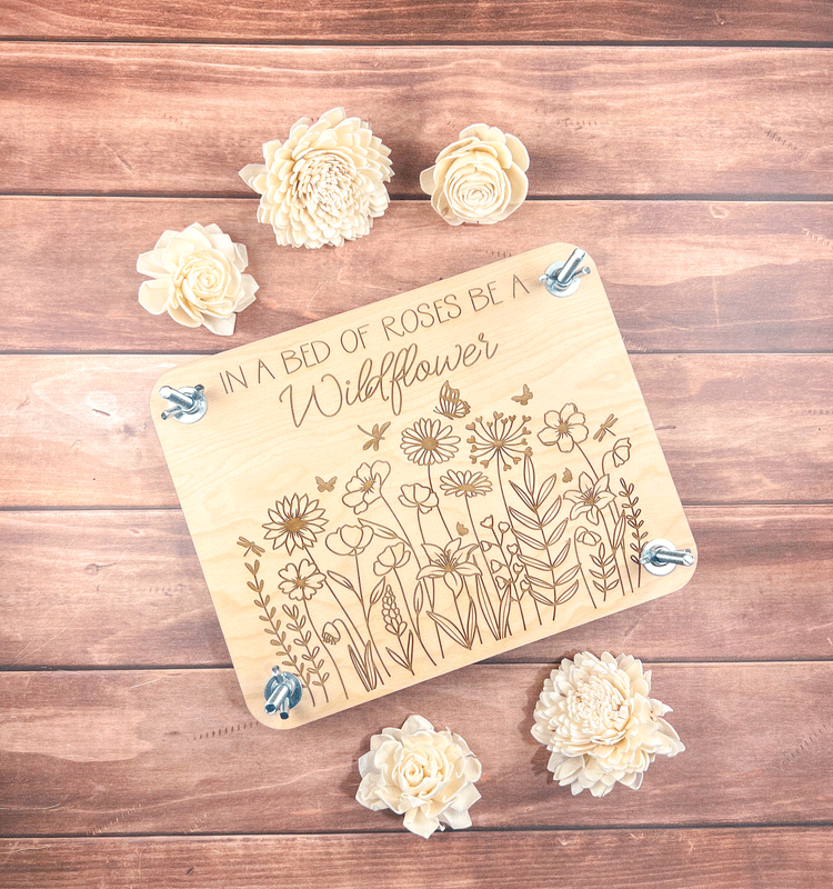Flower Press Kit, Wildflower and Mason Jar Engraved, Gift for Mom or Grandma