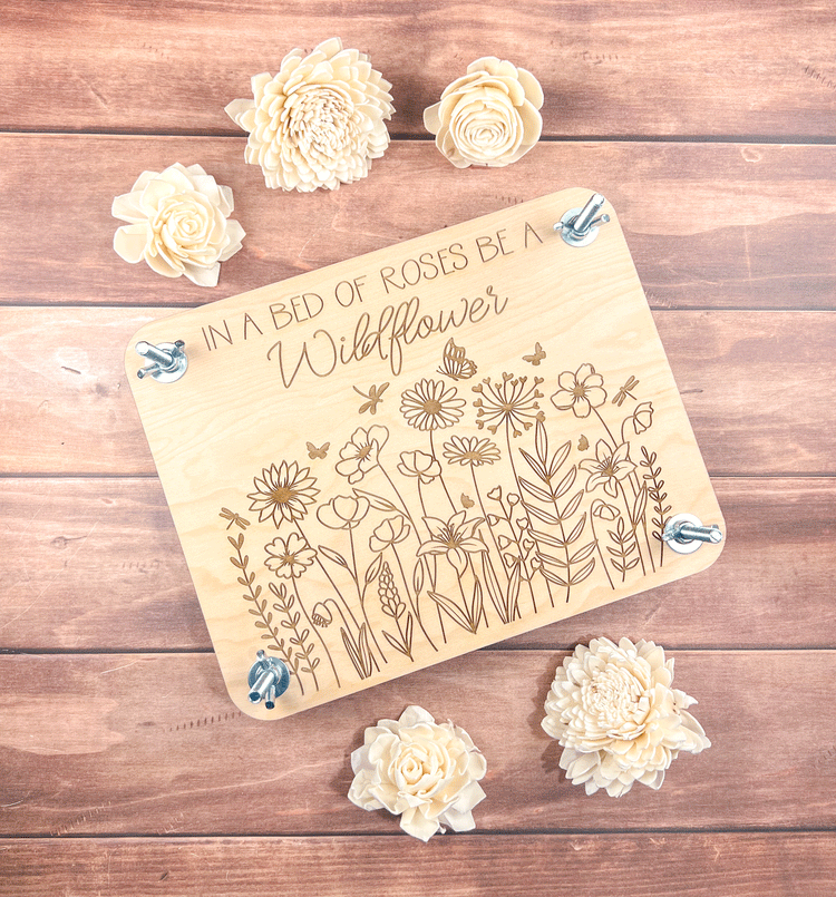 Flower Press Kit, Wildflower and Mason Jar Engraved, Gift for Mom or Grandma