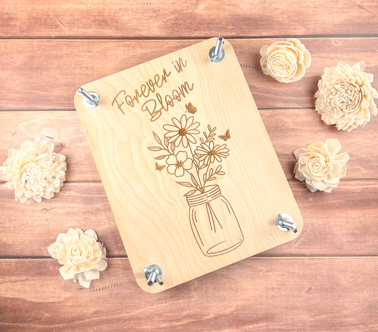 Flower Press Kit, Wildflower and Mason Jar Engraved, Gift for Mom or Grandma
