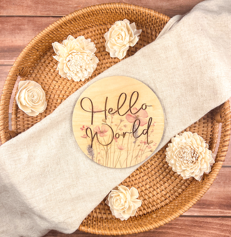 Floral Hello World Birth Announcement for Hospital