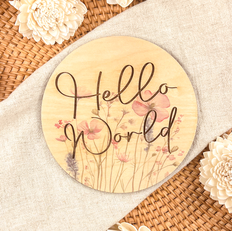 Floral Hello World Birth Announcement for Hospital