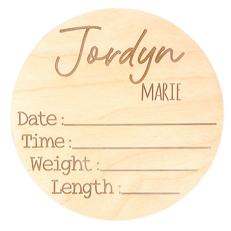 Personalized Baby Name & Birth Stats Sign – Engraved Wooden Newborn Announcement