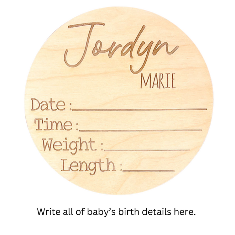 Personalized Baby Name & Birth Stats Sign – Engraved Wooden Newborn Announcement