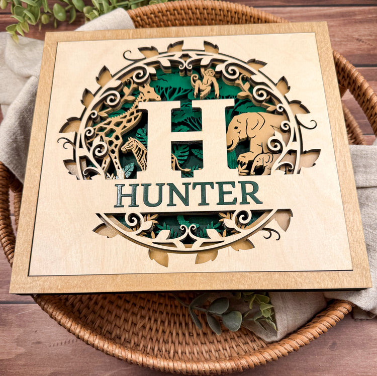 Safari Nursery Decor | Personalized Wooden Name Sign