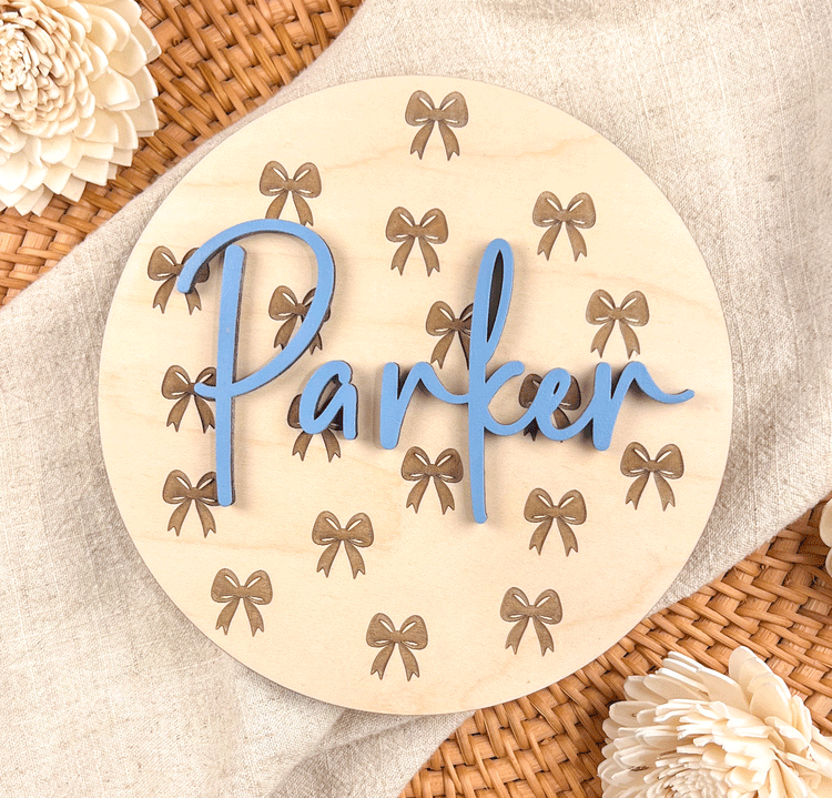 Personalized Baby Name Sign - Wooden Birth Announcement Keepsake - 3D Name or Double-Sided with Stats - 6", 8", 10"