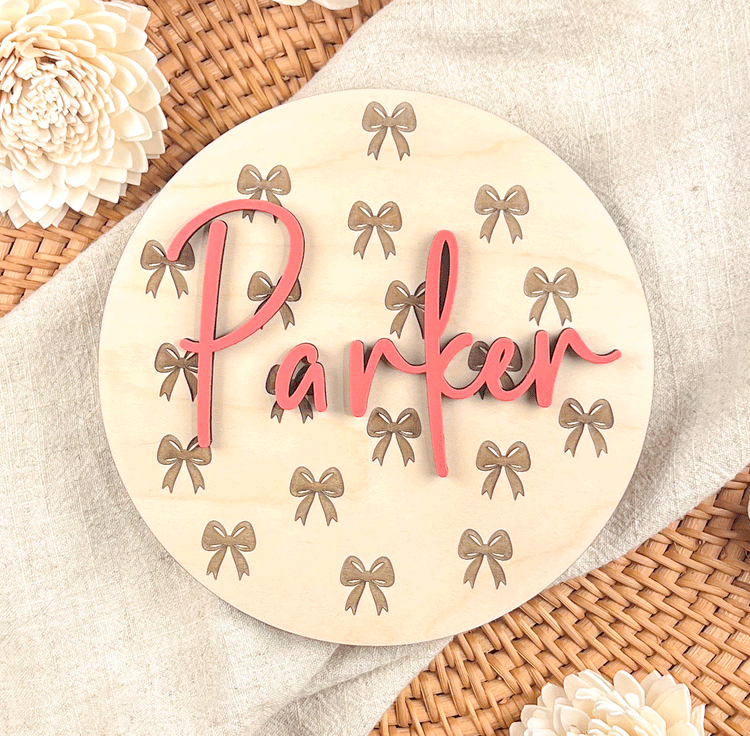 Personalized Baby Name Sign - Wooden Birth Announcement Keepsake - 3D Name or Double-Sided with Stats - 6", 8", 10"