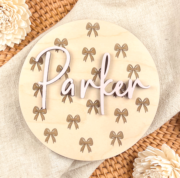 Personalized Baby Name Sign - Wooden Birth Announcement Keepsake - 3D Name or Double-Sided with Stats - 6", 8", 10"