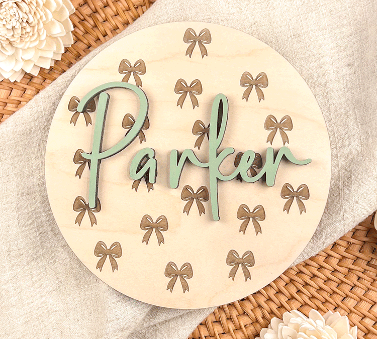 Personalized Baby Name Sign - Wooden Birth Announcement Keepsake - 3D Name or Double-Sided with Stats - 6", 8", 10"
