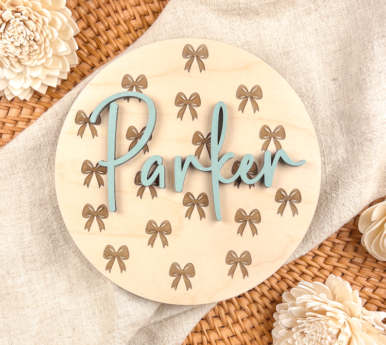 Personalized Baby Name Sign - Wooden Birth Announcement Keepsake - 3D Name or Double-Sided with Stats - 6", 8", 10"