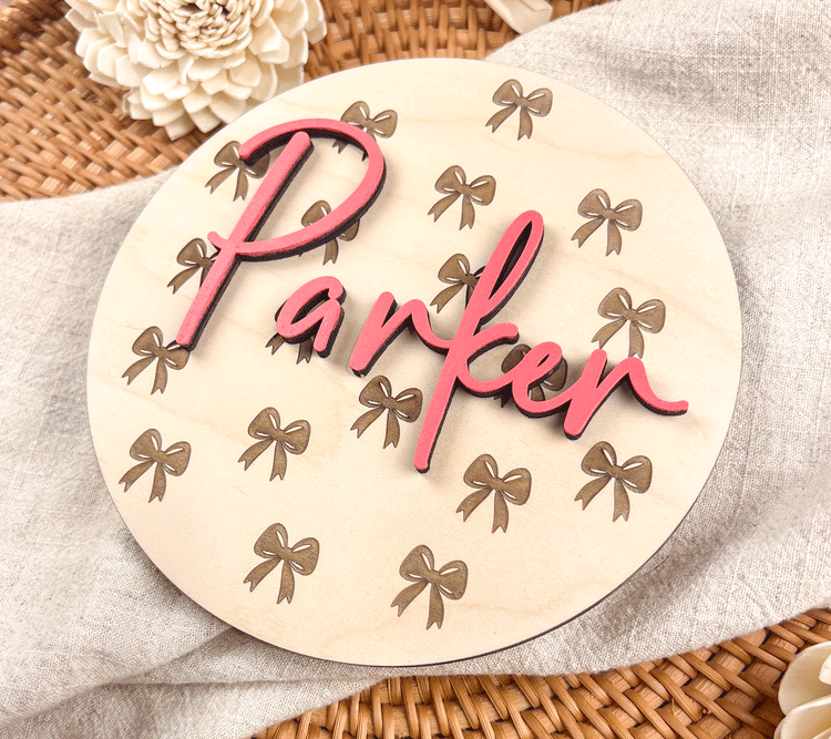 Personalized Baby Name Sign - Wooden Birth Announcement Keepsake - 3D Name or Double-Sided with Stats - 6", 8", 10"
