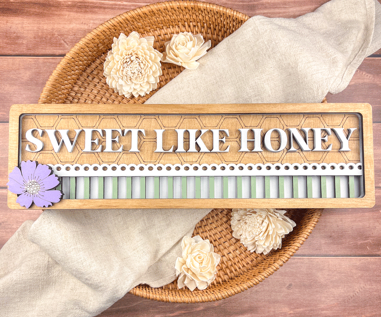 Sweet Like Honey Sign - Rustic Farmhouse Honeycomb Wall Decor - Bee Themed Home Sign