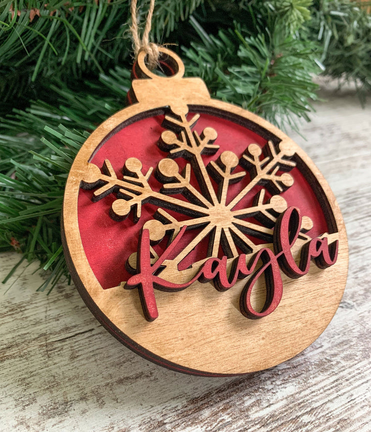 Personalized Snowflake Christmas Ornament with Name for Family or Coworkers