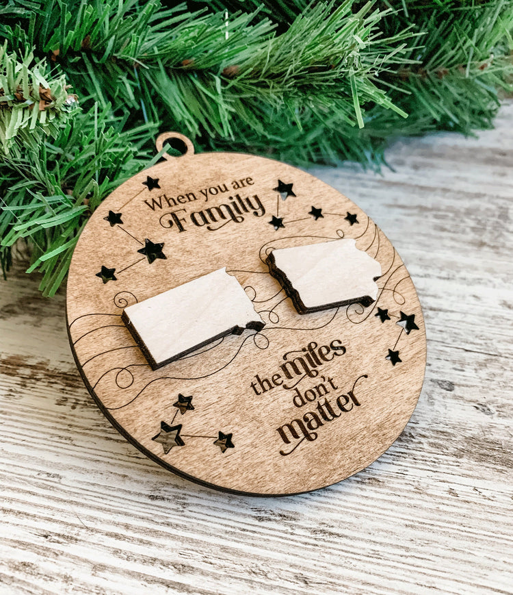 Personalized Long Distance Family Ornament for Family or Friends
