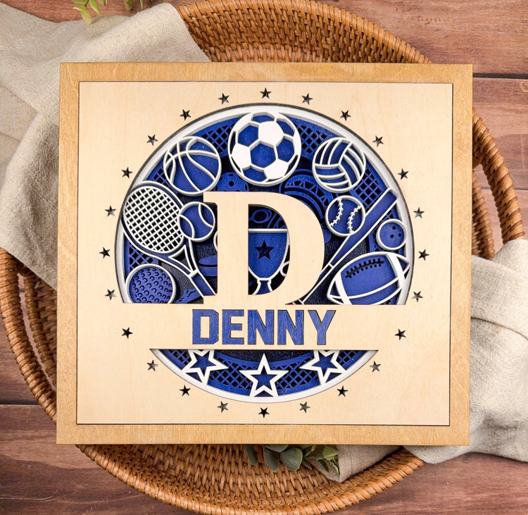 Personalized Sports Name Sign – Custom Wooden Boys Room Decor, Gift for Son or Teen, Game Room Wall Art