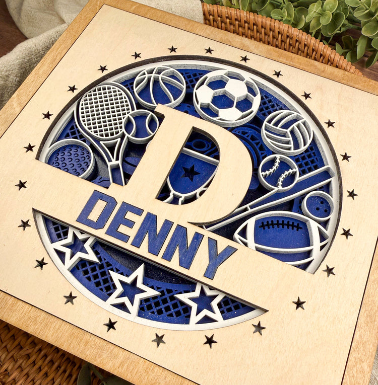Personalized Sports Name Sign – Custom Wooden Boys Room Decor, Gift for Son or Teen, Game Room Wall Art