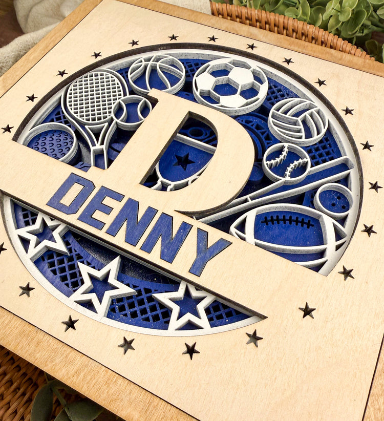 Personalized Sports Name Sign – Custom Wooden Boys Room Decor, Gift for Son or Teen, Game Room Wall Art