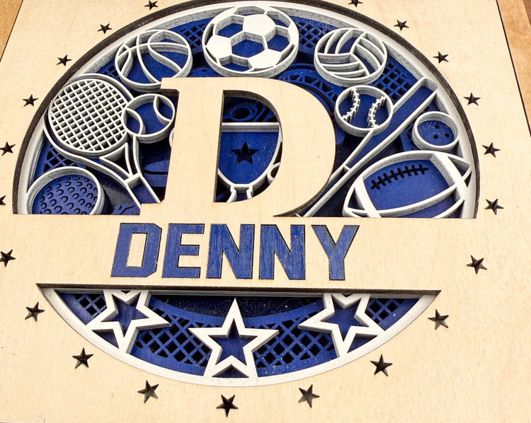 Personalized Sports Name Sign – Custom Wooden Boys Room Decor, Gift for Son or Teen, Game Room Wall Art