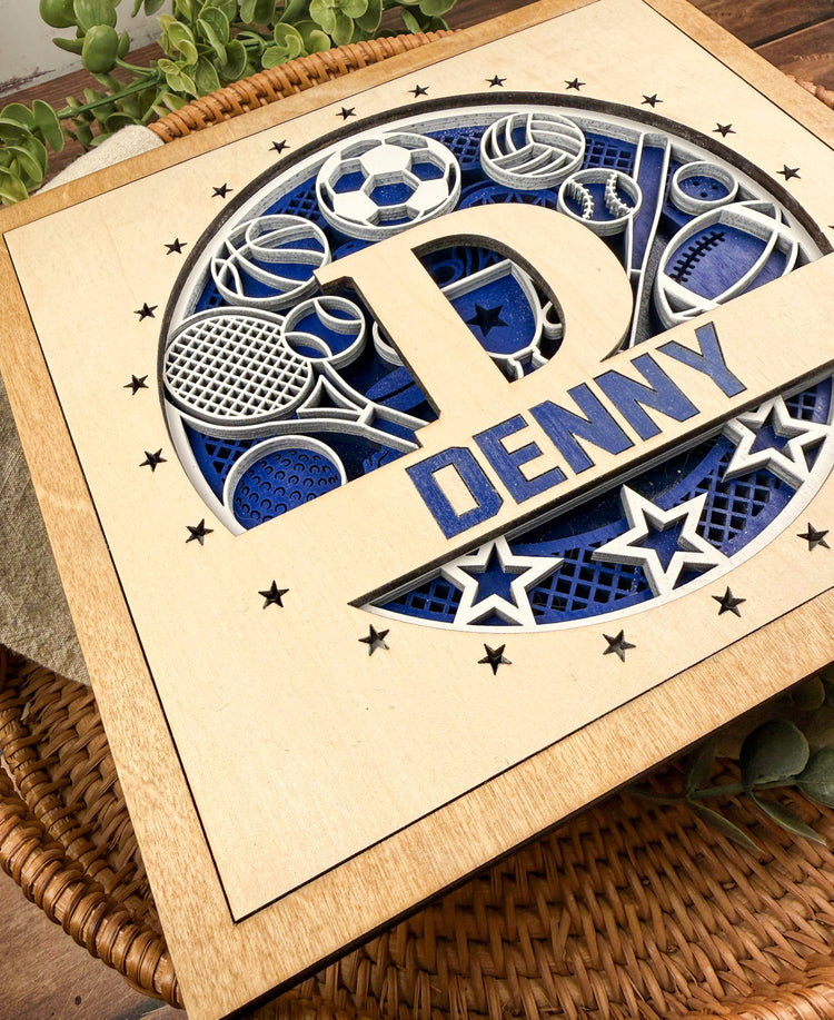 Personalized Sports Name Sign – Custom Wooden Boys Room Decor, Gift for Son or Teen, Game Room Wall Art