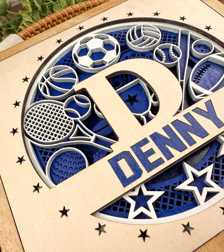 Personalized Sports Name Sign – Custom Wooden Boys Room Decor, Gift for Son or Teen, Game Room Wall Art