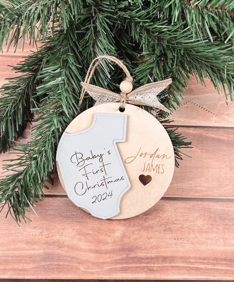 Personalized Baby's First Christmas Ornament 2024 - Custom Engraved Keepsake with Name - Perfect Gift for New Parents