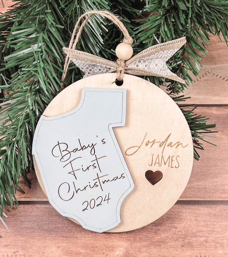 Personalized Baby's First Christmas Ornament 2024 - Custom Engraved Keepsake with Name - Perfect Gift for New Parents