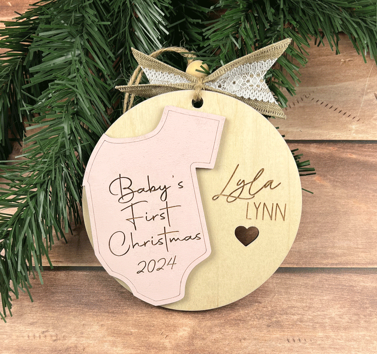 Personalized Baby's First Christmas Ornament 2024 - Custom Engraved Keepsake with Name - Perfect Gift for New Parents