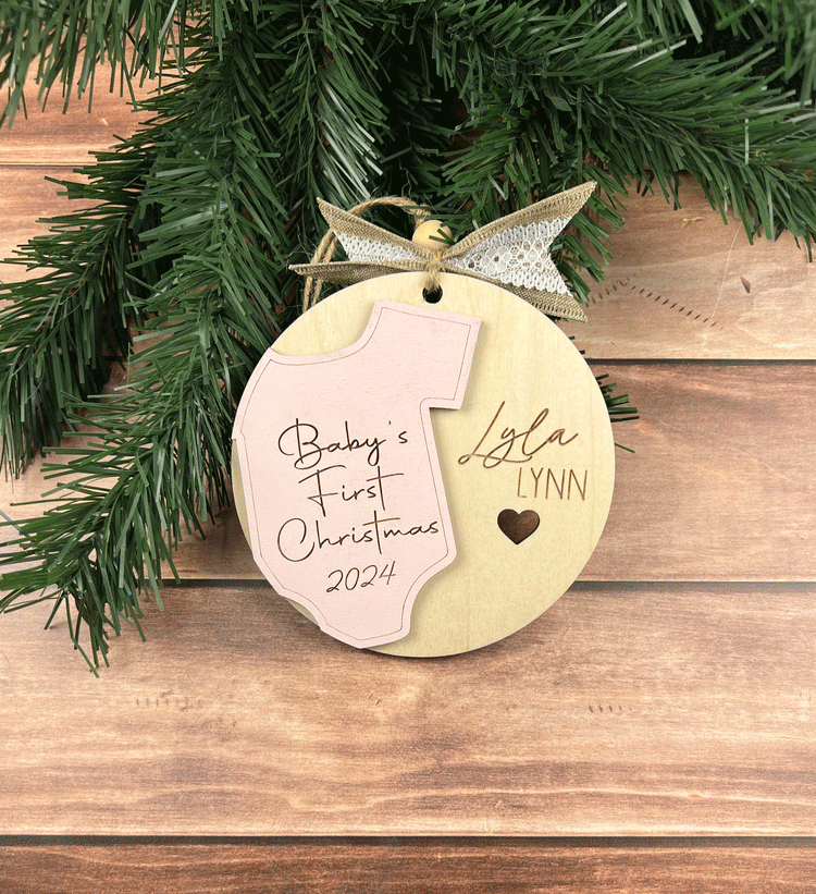 Personalized Baby's First Christmas Ornament 2024 - Custom Engraved Keepsake with Name - Perfect Gift for New Parents