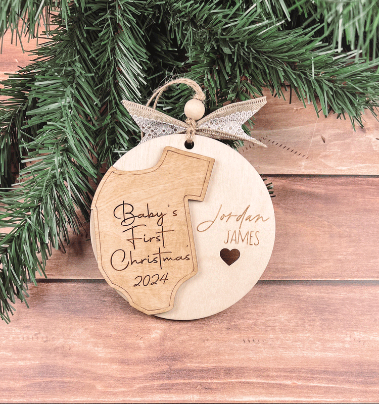 Personalized Baby's First Christmas Ornament 2024 - Custom Engraved Keepsake with Name - Perfect Gift for New Parents