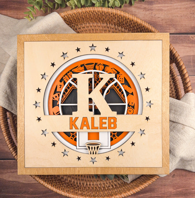 Personalized Basketball Name Sign | Custom Wood Sports Wall Decor for Boys Room, Teen Room or Graduation Gift