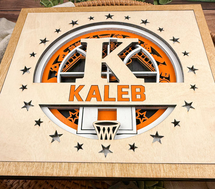 Personalized Basketball Name Sign | Custom Wood Sports Wall Decor for Boys Room, Teen Room or Graduation Gift