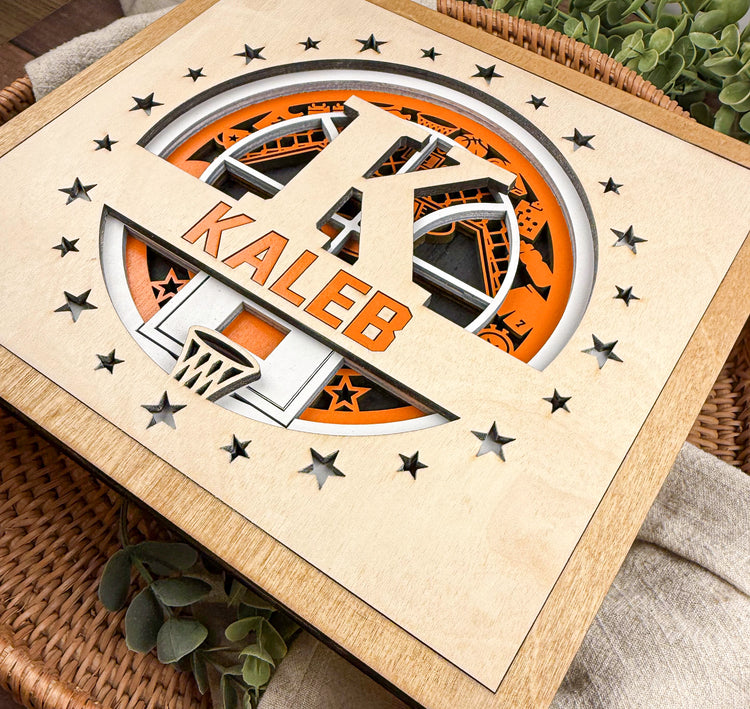 Personalized Basketball Name Sign | Custom Wood Sports Wall Decor for Boys Room, Teen Room or Graduation Gift