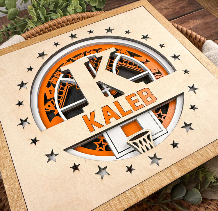 Personalized Basketball Name Sign | Custom Wood Sports Wall Decor for Boys Room, Teen Room or Graduation Gift
