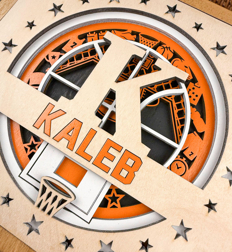 Personalized Basketball Name Sign | Custom Wood Sports Wall Decor for Boys Room, Teen Room or Graduation Gift