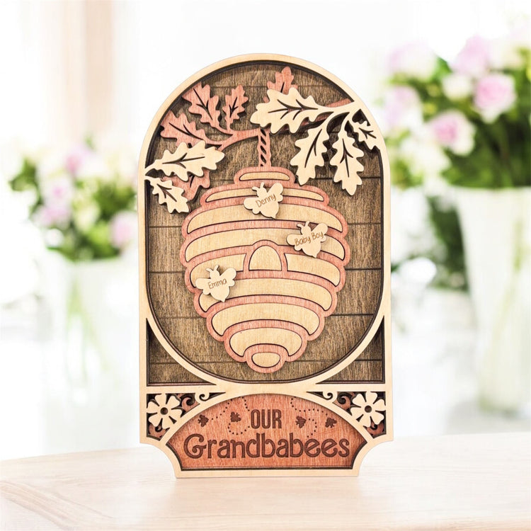 Personalized Family Tree Sign with Names – Custom Mom or Grandma Gift, Our Hive Wood Keepsake for Mother’s Day