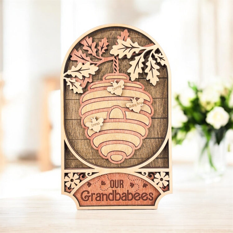 Personalized Family Tree Sign with Names – Custom Mom or Grandma Gift, Our Hive Wood Keepsake for Mother’s Day