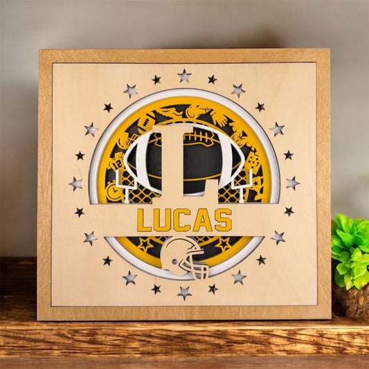 Personalized Football Name Sign – Custom Football Shelf Decor Gift for Players, Boys Room & Senior Night