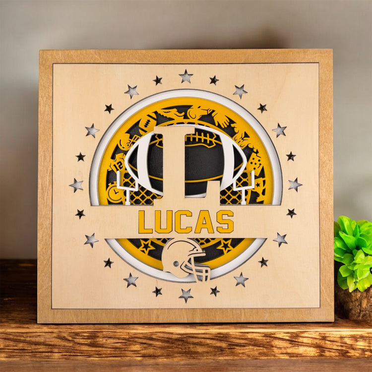 Personalized Football Name Sign – Custom Football Shelf Decor Gift for Players, Boys Room & Senior Night