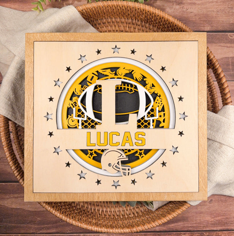 Personalized Football Name Sign – Custom Football Shelf Decor Gift for Players, Boys Room & Senior Night
