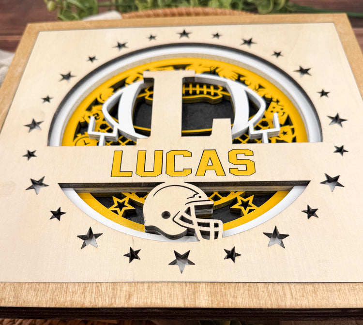 Personalized Football Name Sign – Custom Football Shelf Decor Gift for Players, Boys Room & Senior Night