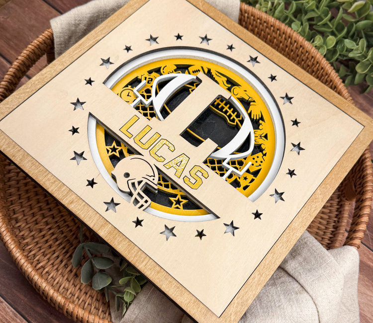 Personalized Football Name Sign – Custom Football Shelf Decor Gift for Players, Boys Room & Senior Night
