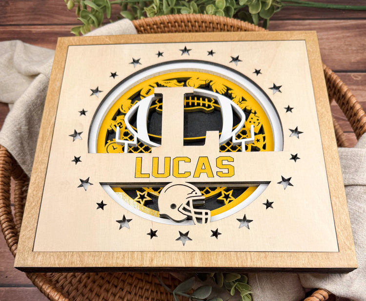 Personalized Football Name Sign – Custom Football Shelf Decor Gift for Players, Boys Room & Senior Night