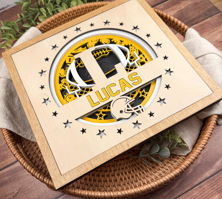 Personalized Football Name Sign – Custom Football Shelf Decor Gift for Players, Boys Room & Senior Night