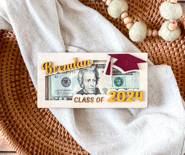 Graduation Money Holder, Custom Name and School Colors, Graduate Keepsake Gift