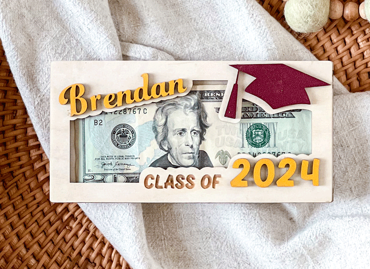 Graduation Money Holder, Custom Name and School Colors, Graduate Keepsake Gift