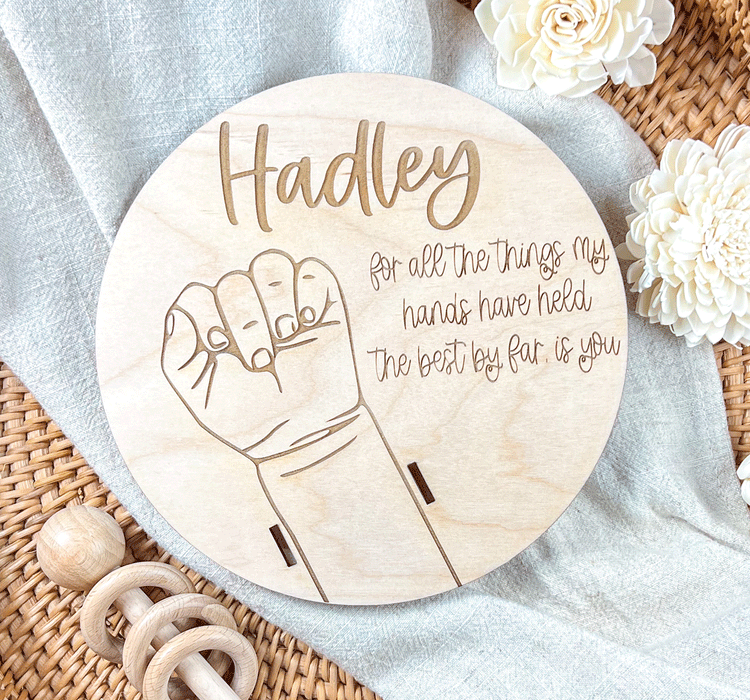 Personalized Baby Keepsake, Engraved Wooden Display, Hospital Bracelet Holder