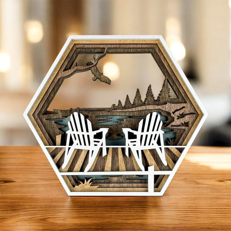 Lake House Decor Shelf Sitter – Rustic Cabin Wood Sign, Small Wooden Lake Home Accent for Shelf, Mantel or Table