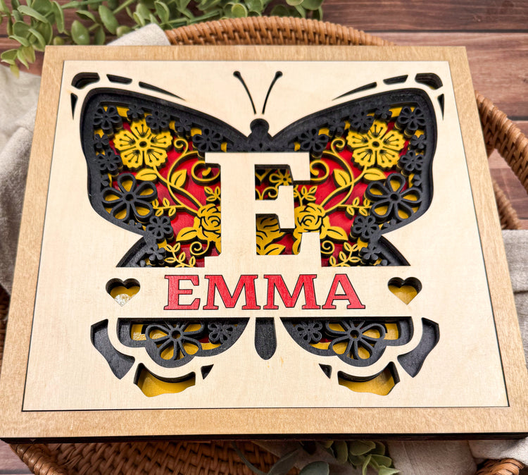 Personalized Butterfly Name Sign | Layered Wooden Nursery Wall Decor for Girls